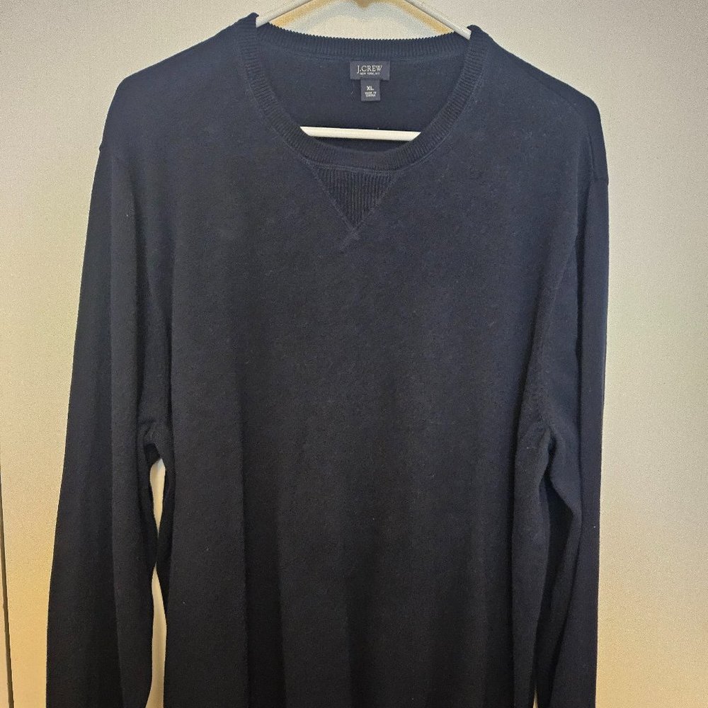J. Crew Cotton Pullover Crewneck Sweater Navy Blue XL